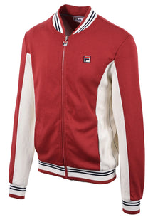 Side picture of a Fila Settanta track jacket in the colour garnet red.