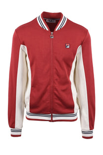 Full picture of the Fila Settanta jacket in garnet red.