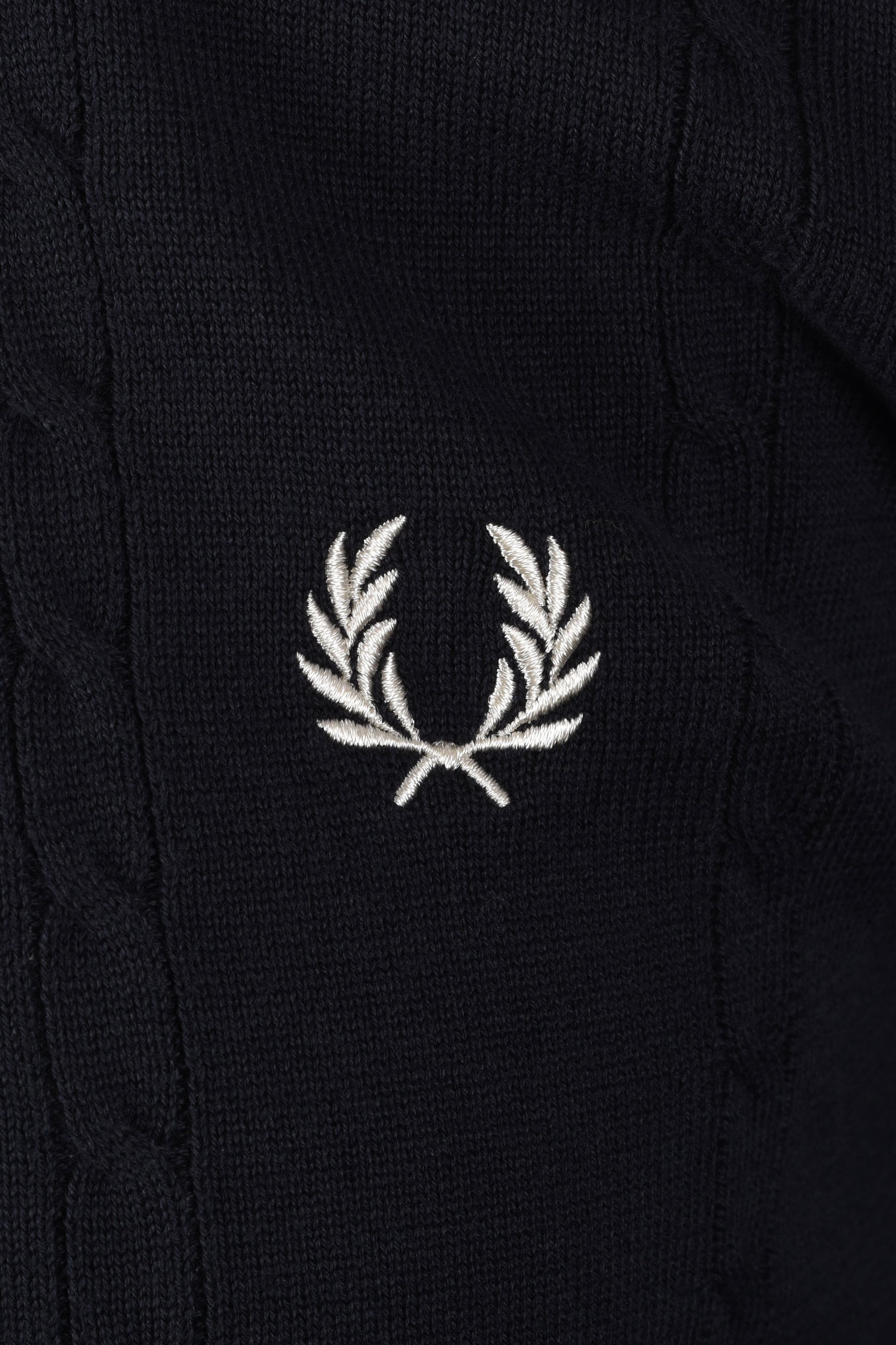 FRED PERRY CABLE KNITTED SHIRT NAVY Fred Perry Michael Stewart Menswear  Polo Shirts
