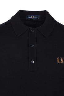 FRED PERRY COTTON KNITTED SHIRT BLACK Fred Perry