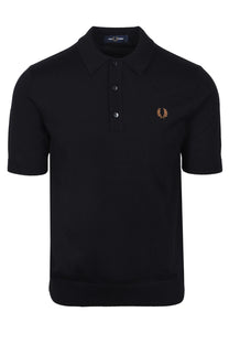 FRED PERRY COTTON KNITTED SHIRT BLACK Fred Perry