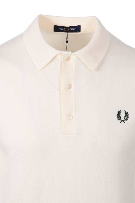 FRED PERRY COTTON KNITTED SHIRT ECRU