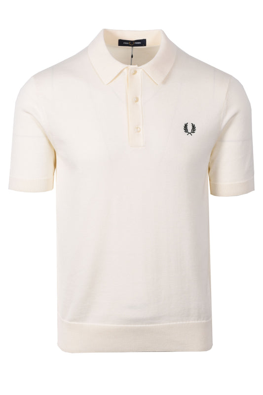 FRED PERRY COTTON KNITTED SHIRT ECRU