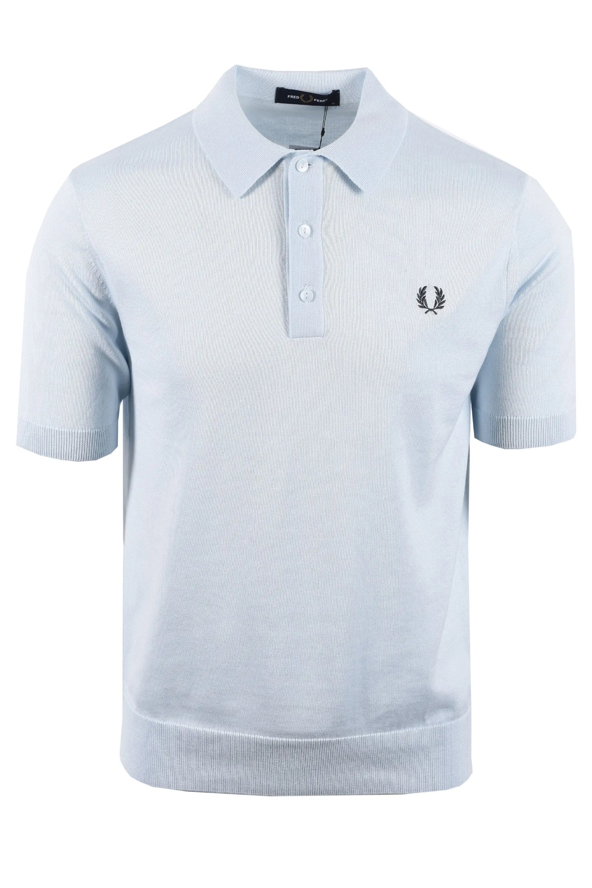 Light blue fred perry polo shirt with a logo on a white background