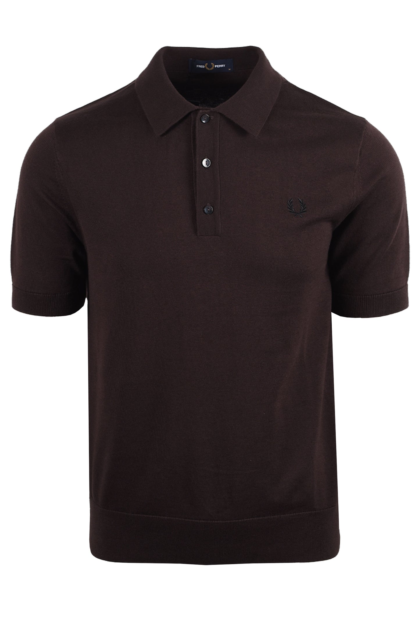FRED PERRY COTTON KNITTED SHIRT RICH BROWN Fred Perry Michael Stewart Menswear  Polo Shirts