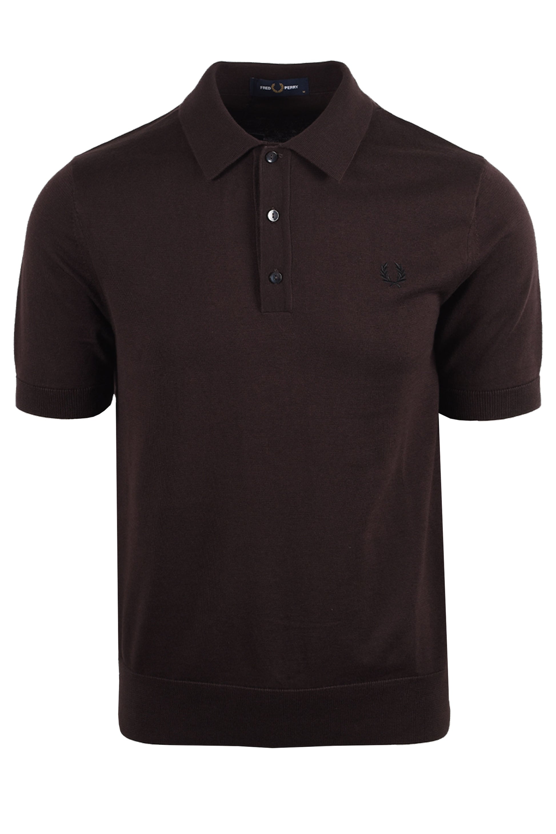 FRED PERRY COTTON KNITTED SHIRT RICH BROWN Fred Perry Michael Stewart Menswear  Polo Shirts