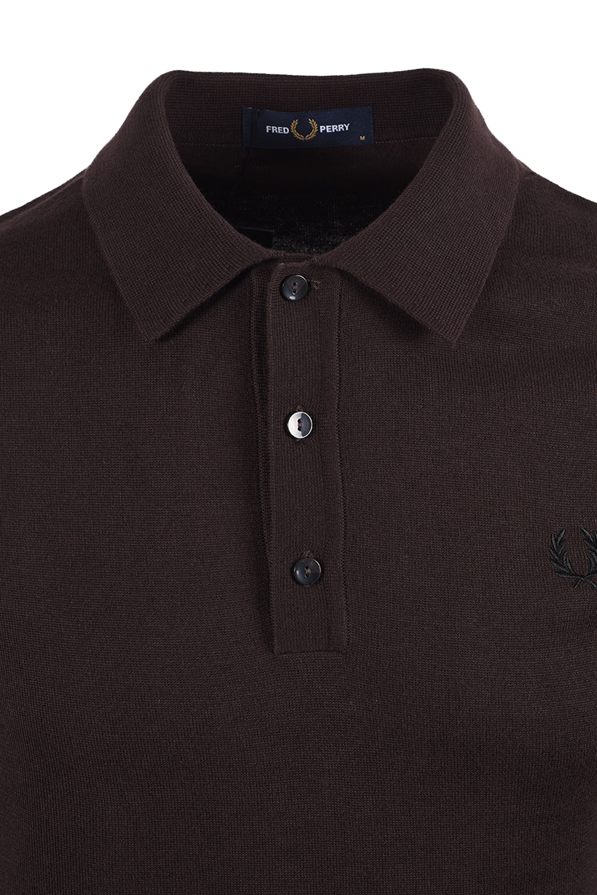 FRED PERRY COTTON KNITTED SHIRT RICH BROWN Fred Perry Michael Stewart Menswear  Polo Shirts