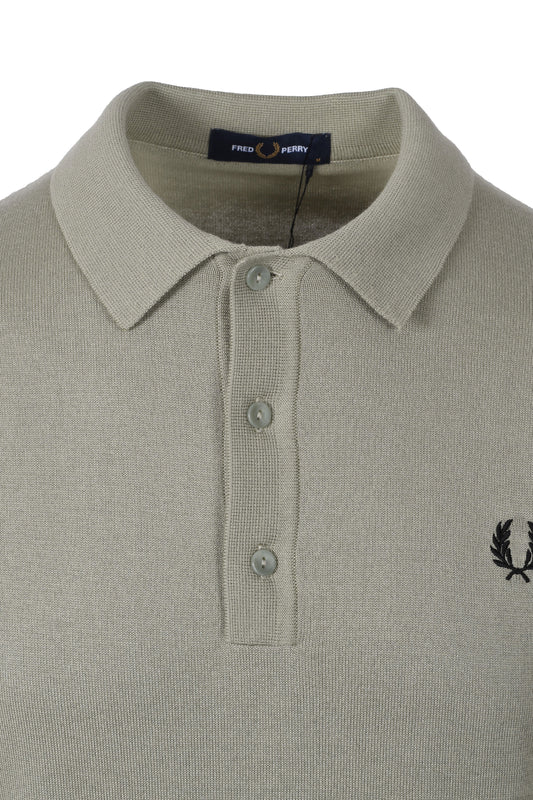 FRED PERRY COTTON KNITTED SHIRT SEAGRASS