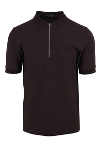 FRED PERRY CREPE PIQUE POLO SHIRT RICH BROWN Fred Perry Michael Stewart Menswear  Polo Shirts