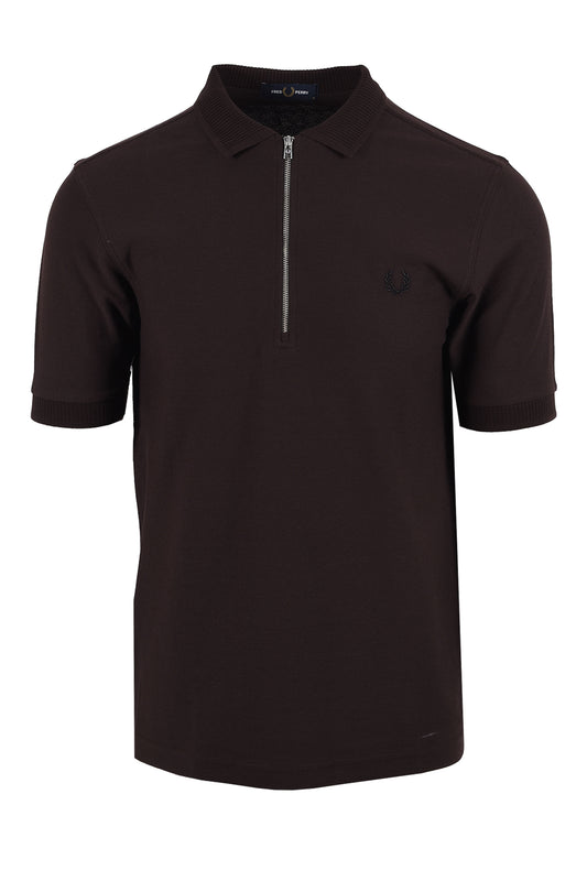 FRED PERRY CREPE PIQUE POLO SHIRT RICH BROWN Fred Perry Michael Stewart Menswear  Polo Shirts