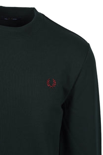 FRED PERRY CREW NECK SWEATSHIRT GRASSROOT GREEN/STOCKPORT BLUE/OXBLOOD Fred Perry