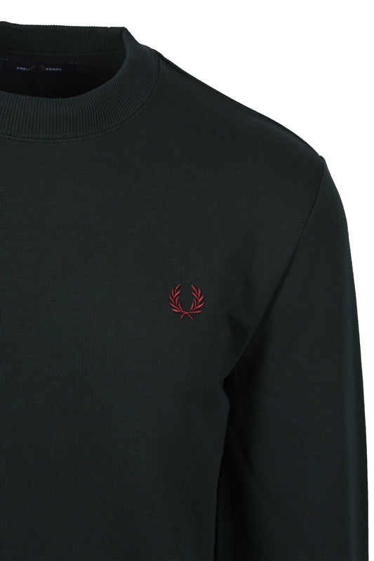 FRED PERRY CREW NECK SWEATSHIRT GRASSROOT/STOCKPORT BLUE/OXBLOOD