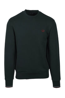 FRED PERRY CREW NECK SWEATSHIRT GRASSROOT GREEN/STOCKPORT BLUE/OXBLOOD Fred Perry