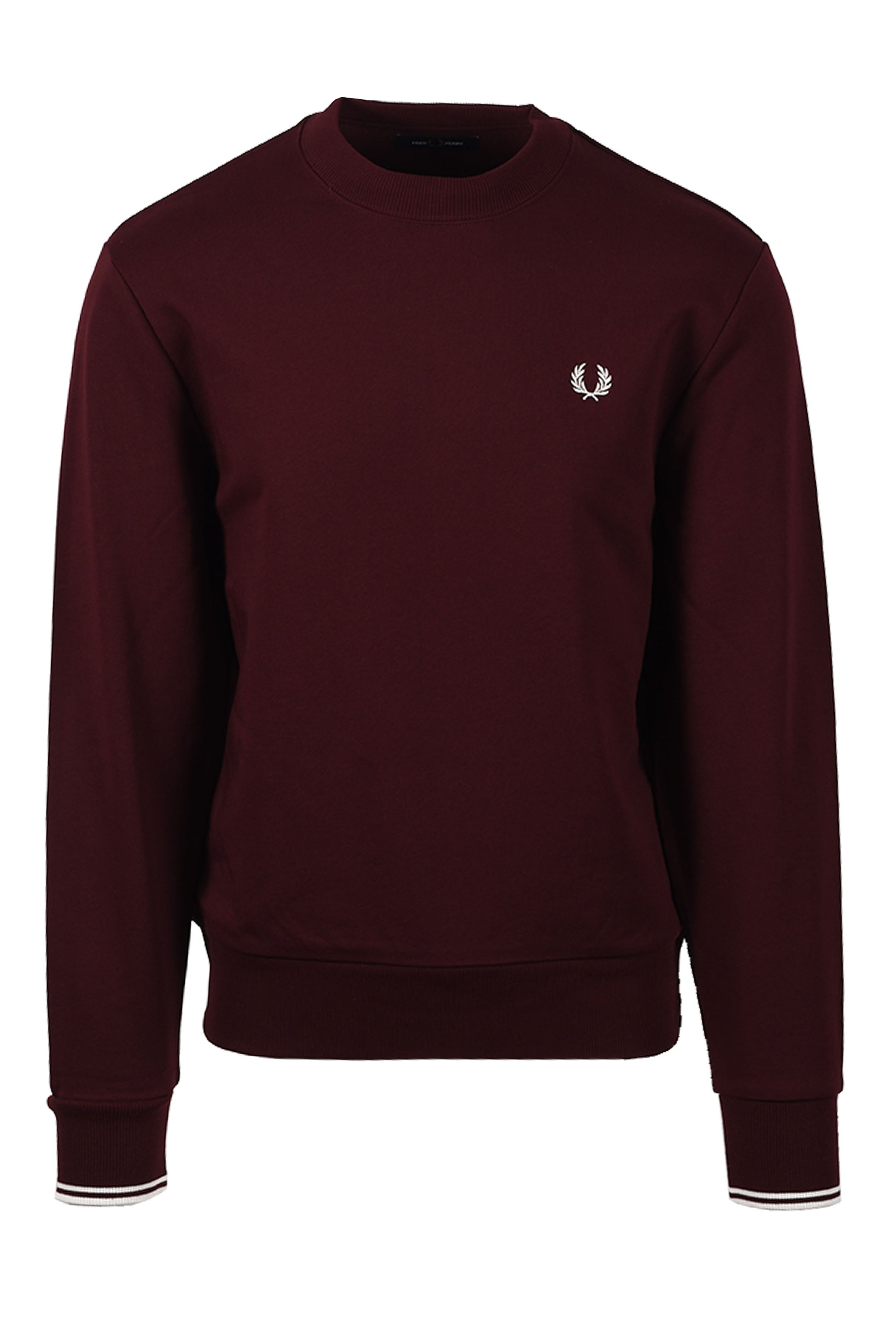 FRED PERRY CREW NECK SWEATSHIRT OXBLOOD/ECRU Fred Perry Michael Stewart Menswear  Knitwear