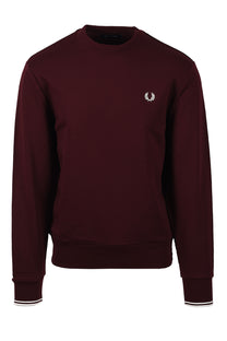 FRED PERRY CREW NECK SWEATSHIRT OXBLOOD/ECRU Fred Perry Michael Stewart Menswear  Knitwear