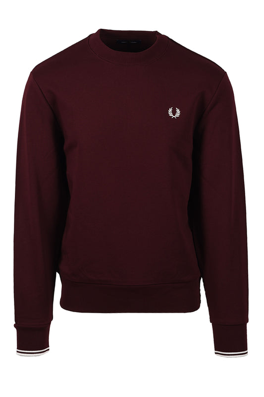 FRED PERRY CREW NECK SWEATSHIRT OXBLOOD/ECRU Fred Perry Michael Stewart Menswear  Knitwear