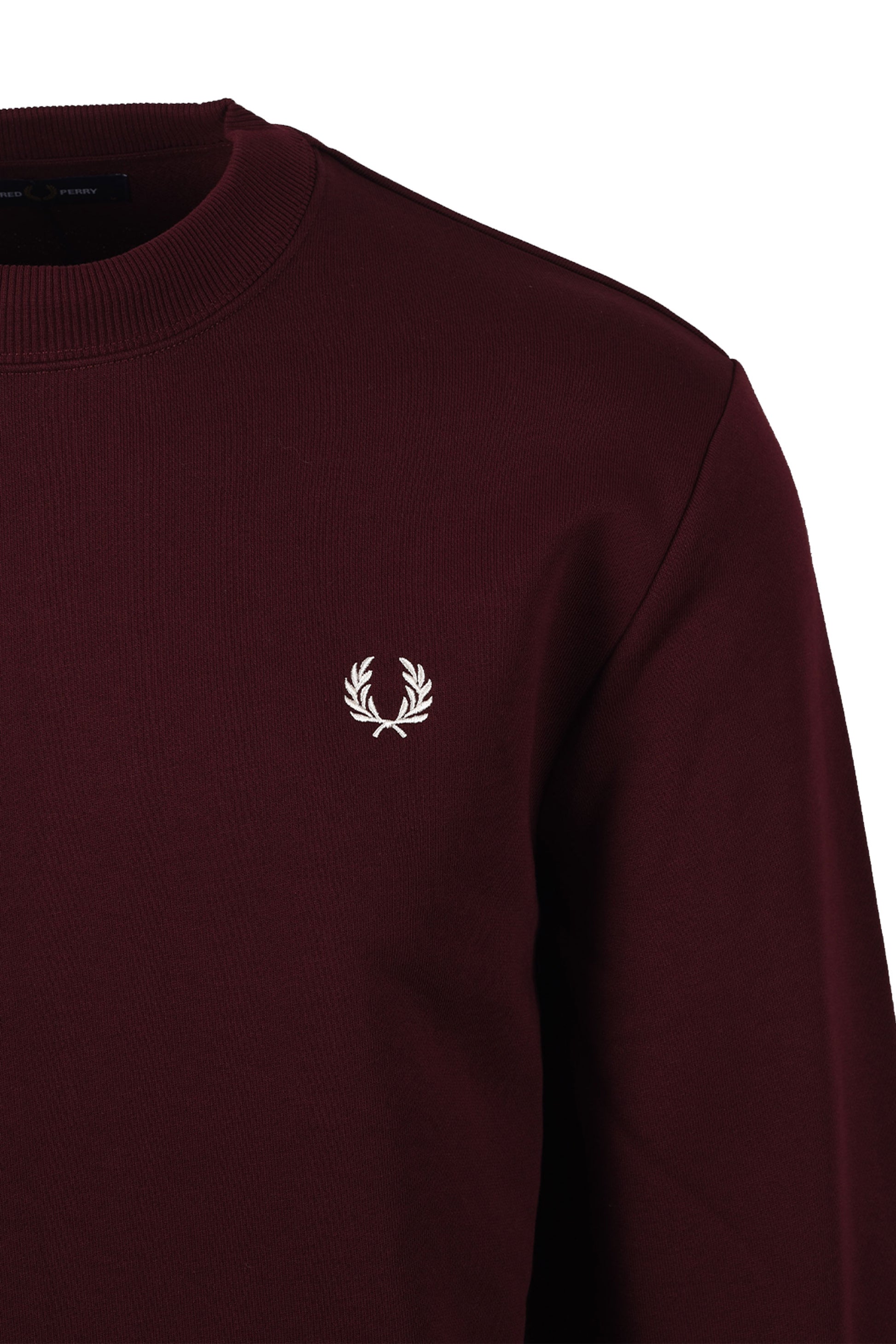 FRED PERRY CREW NECK SWEATSHIRT OXBLOOD/ECRU Fred Perry Michael Stewart Menswear  Knitwear