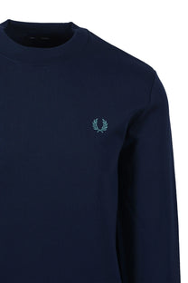 FRED PERRY CREW NECK SWEATSHIRT TENNIS BLUE/SNOW WHITE/DEEP MINT Fred Perry