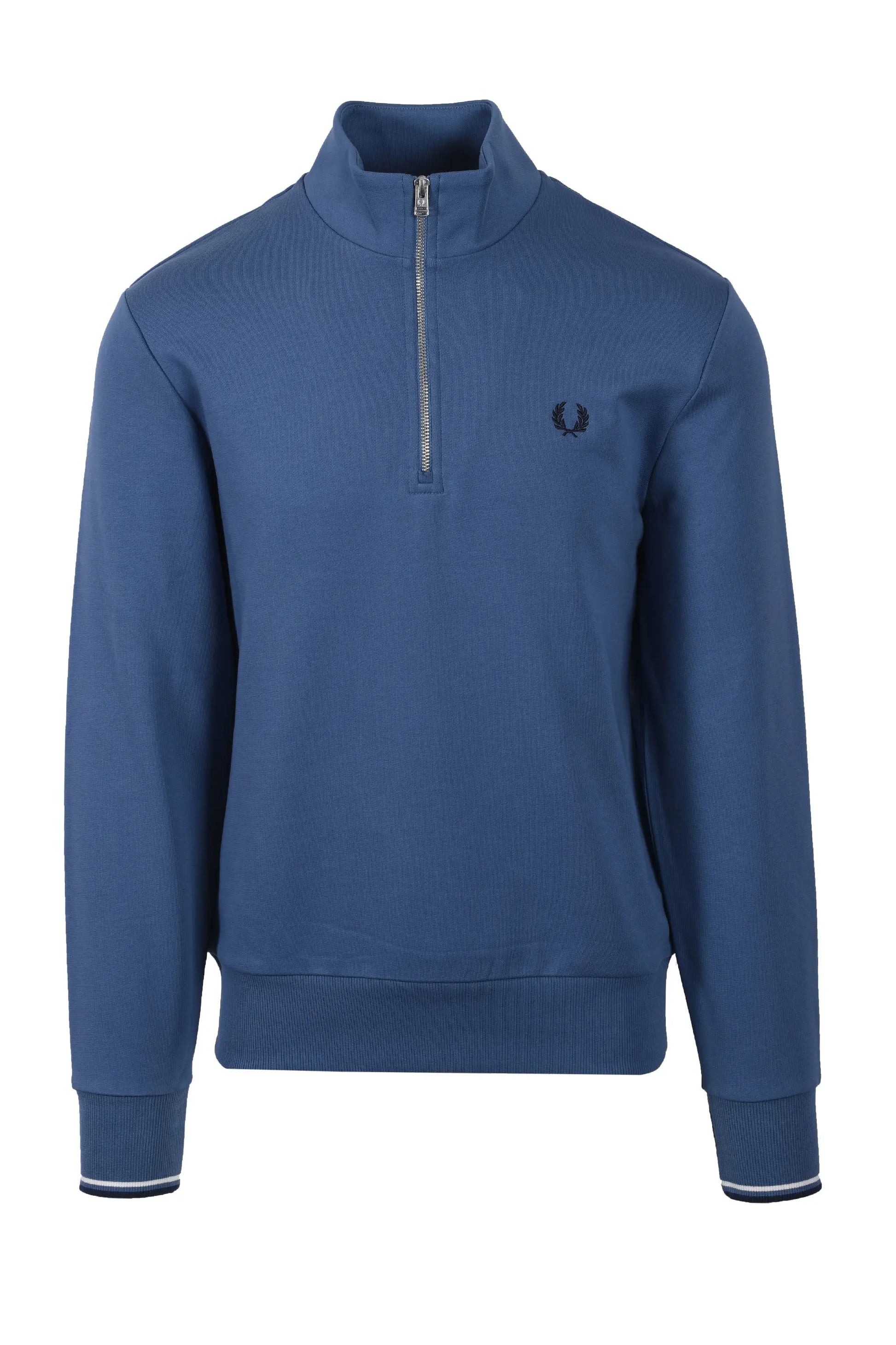 FRED PERRY HALF ZIP SWEATSHIRT ACE BLUE/WHITE/TENNIS BLUE Fred Perry