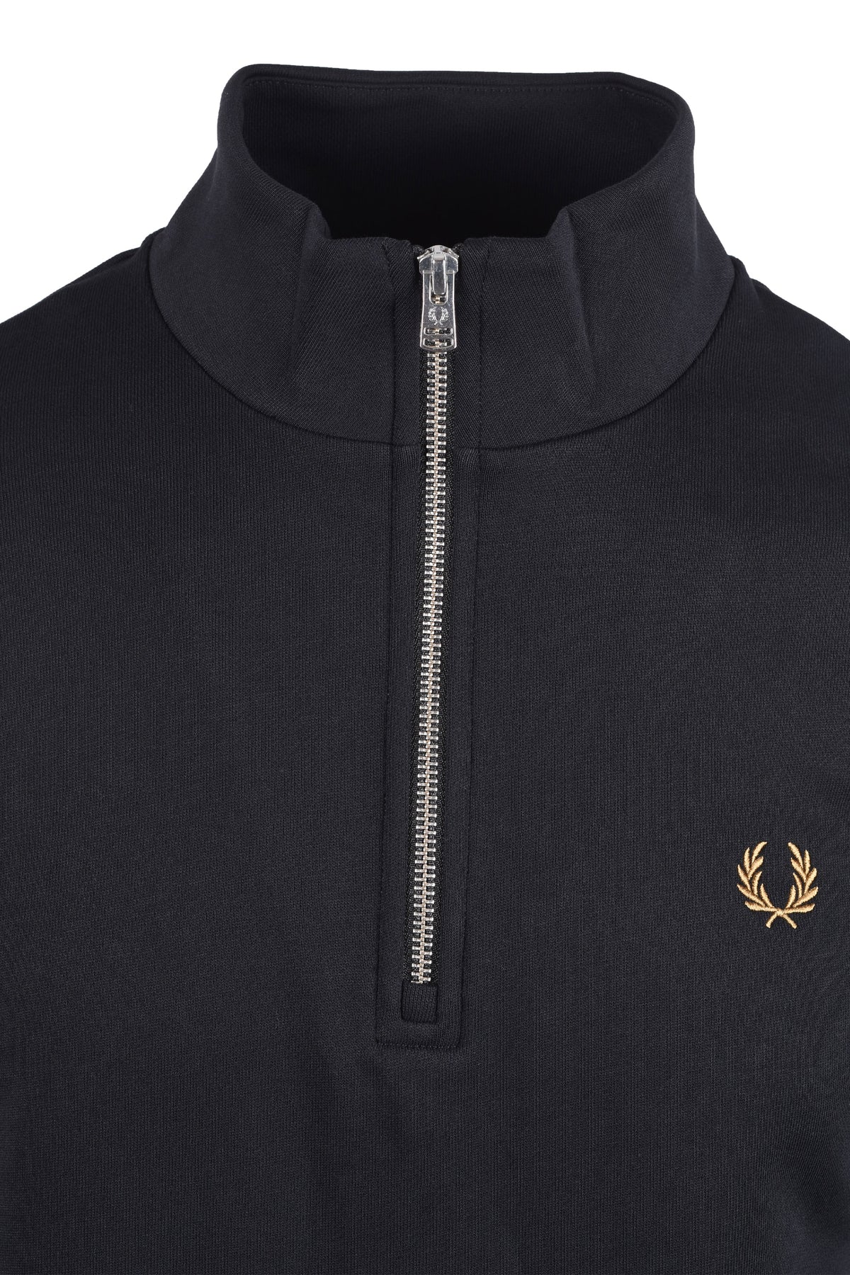 FRED PERRY HALF ZIP SWEATSHIRT BLACK/ SNOW WHITE/ BRONZE