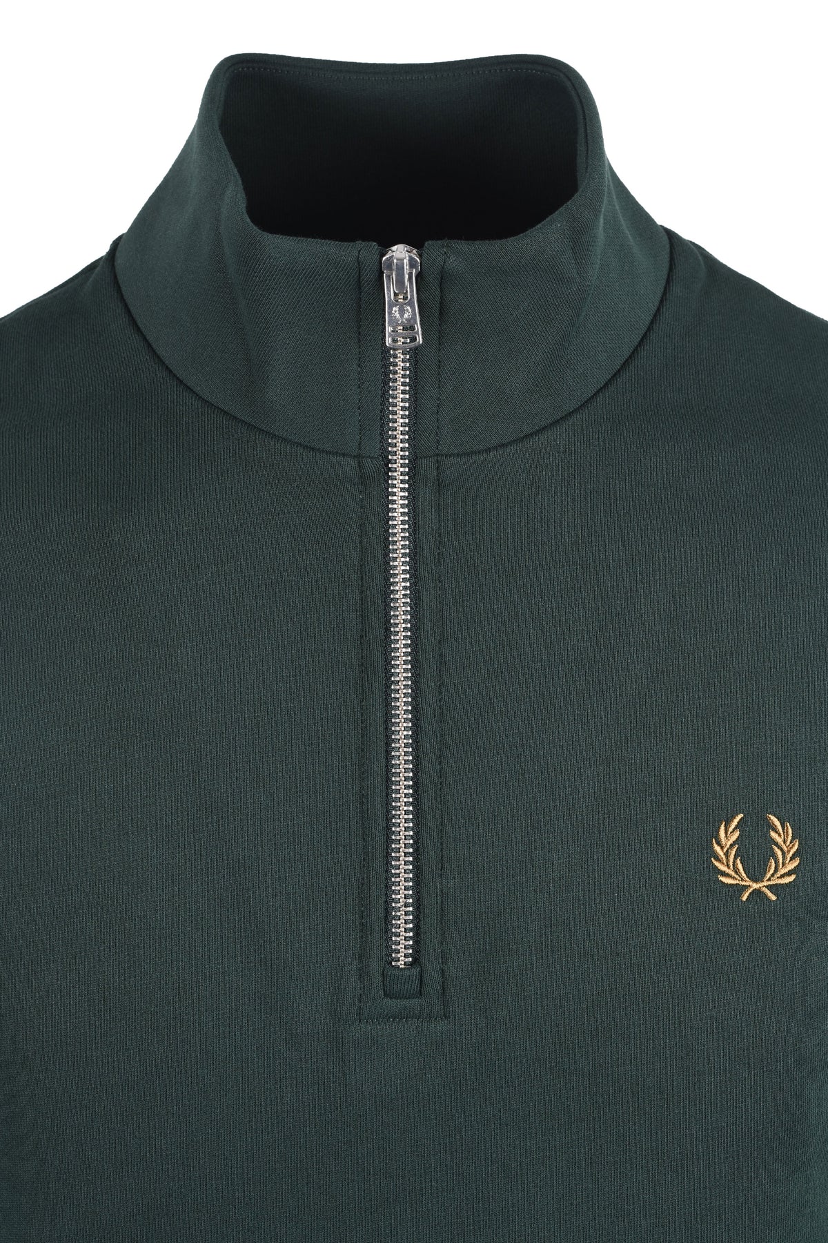 FRED PERRY HALF ZIP SWEATSHIRT GRASSROOTS/ECRU/ BRONZE