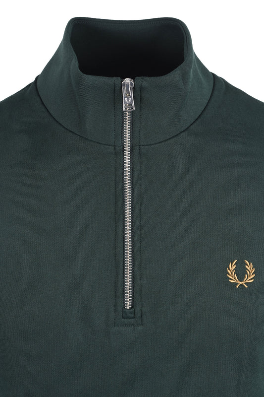 FRED PERRY HALF ZIP SWEATSHIRT GRASSROOTS/ECRU/ BRONZE