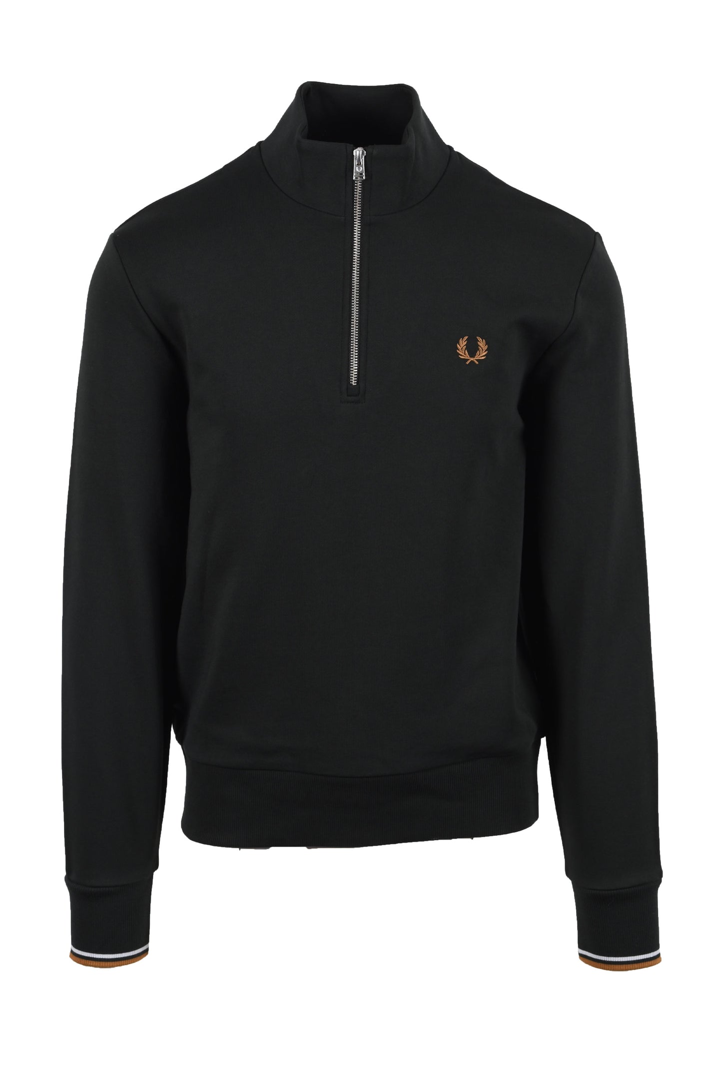 FRED PERRY HALF ZIP SWEATSHIRT NIGHT GREEN/ DUSKY BLUE/ DARK Fred Perry Michael Stewart Menswear  Sweatshirts & Hoodies
