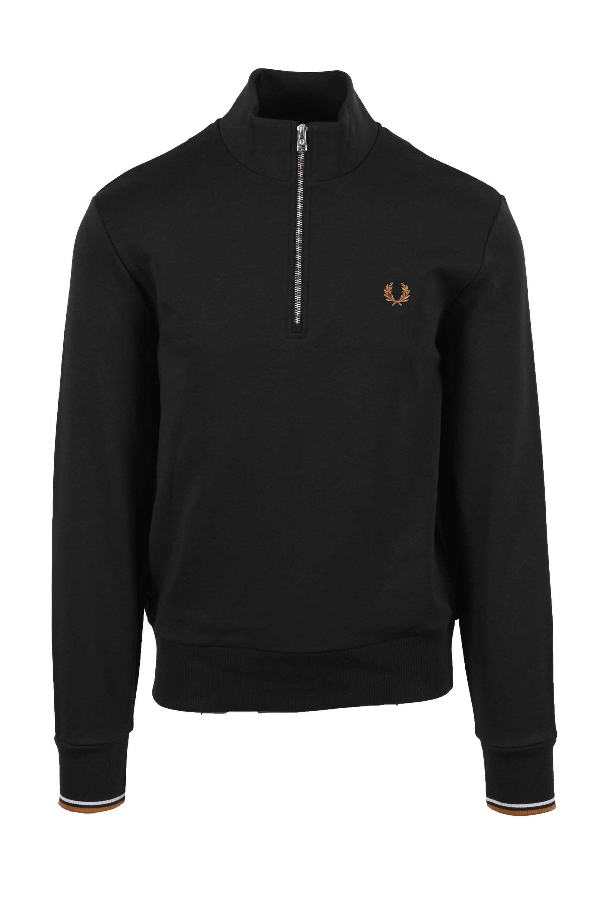 FRED PERRY HALF ZIP SWEATSHIRT NIGHT GREEN/ DUSKY BLUE/ DARK Fred Perry Michael Stewart Menswear  Sweatshirts & Hoodies