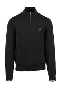 FRED PERRY HALF ZIP SWEATSHIRT NIGHT GREEN/ DUSKY BLUE/ DARK Fred Perry Michael Stewart Menswear  Sweatshirts & Hoodies