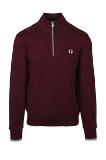 FRED PERRY HALF ZIP SWEATSHIRT OXBLOOD/ECRU Fred Perry