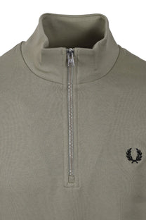 FRED PERRY HALF ZIP SWEATSHIRT SEAGRASS/BLACK Fred Perry