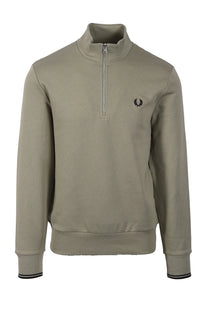 FRED PERRY HALF ZIP SWEATSHIRT SEAGRASS/BLACK Fred Perry