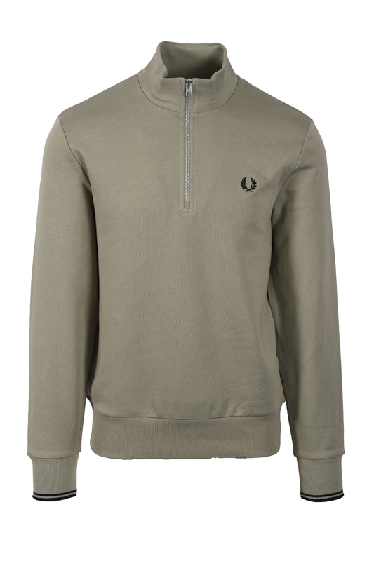 FRED PERRY HALF ZIP SWEATSHIRT SEAGRASS/BLACK