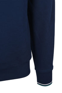 FRED PERRY HALF ZIP SWEATSHIRT TENNIS BLUE/SNOW WHITE/DEEP MINT Fred Perry