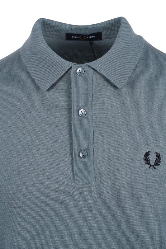 FRED PERRY LS KNITTED SHIRT STOCKPORT BLUE