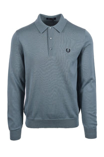 FRED PERRY LS KNITTED SHIRT STOCKPORT BLUE Fred Perry