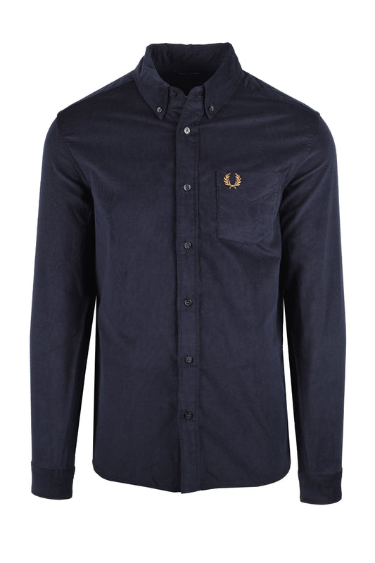 FRED PERRY NEEDLE CORD SHIRT NAVY