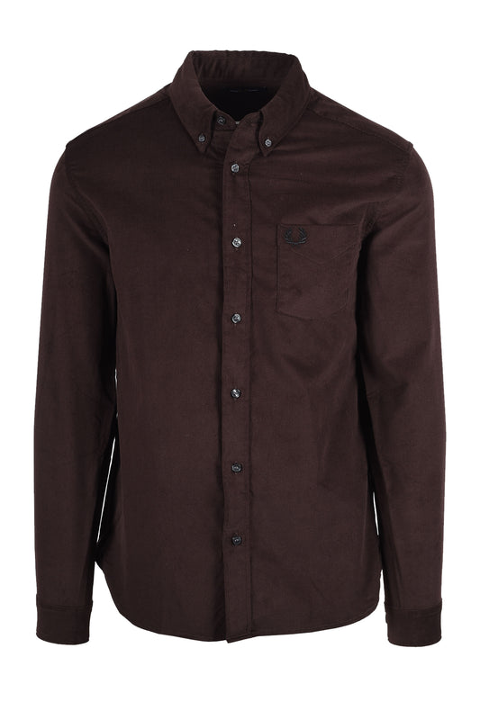 FRED PERRY NEEDLE CORD SHIRT RICH BROWN