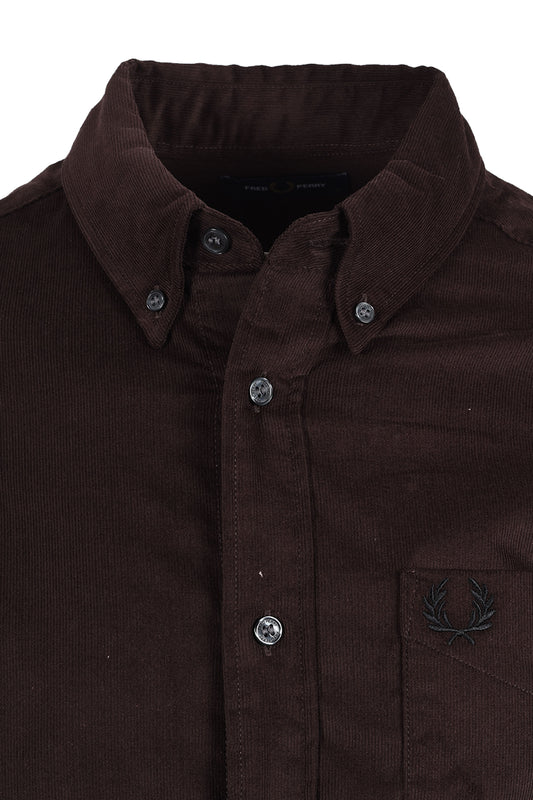 FRED PERRY NEEDLE CORD SHIRT RICH BROWN
