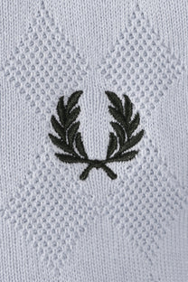 FRED PERRY POINTELLE KNITTED POLO DUSKY BLUE Fred Perry Michael Stewart Menswear  Polo Shirts