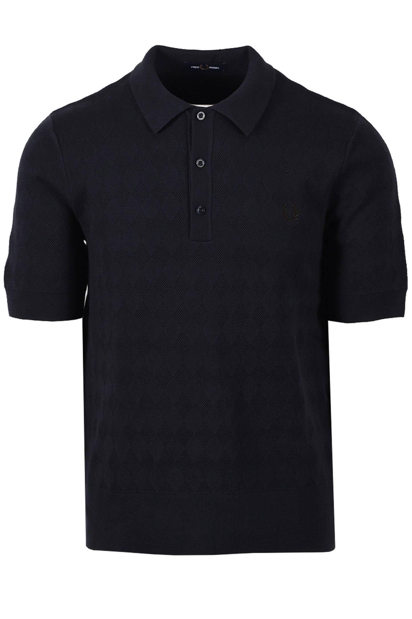FRED PERRY POINTELLE KNITTED SHIRT NAVY Fred Perry Michael Stewart Menswear  Polo Shirts