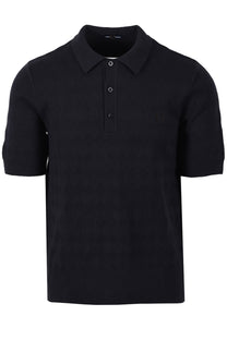 FRED PERRY POINTELLE KNITTED SHIRT NAVY Fred Perry Michael Stewart Menswear  Polo Shirts