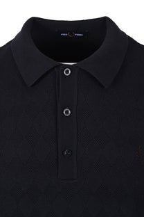 FRED PERRY POINTELLE KNITTED SHIRT NAVY Fred Perry Michael Stewart Menswear  Polo Shirts