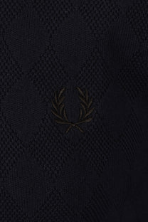 FRED PERRY POINTELLE KNITTED SHIRT NAVY Fred Perry Michael Stewart Menswear  Polo Shirts