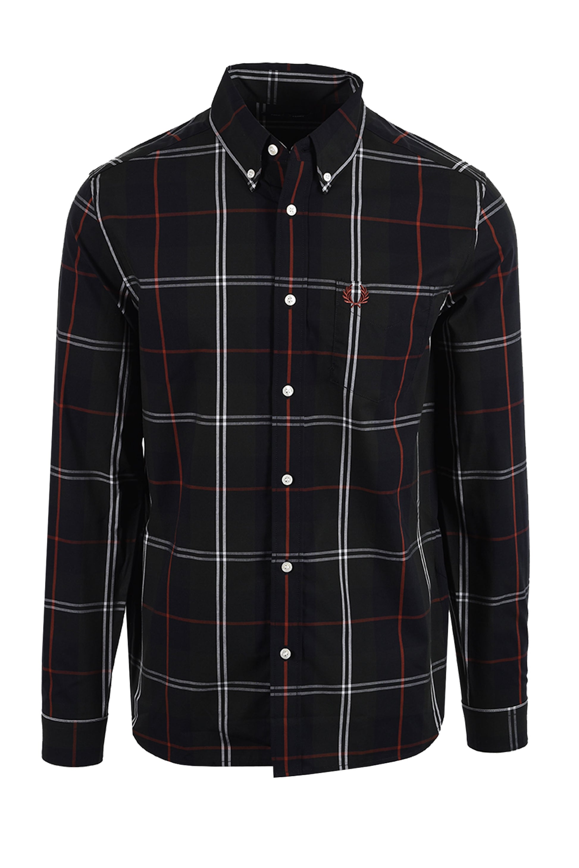 FRED PERRY POPLIN TARTAN SHIRT NIGHT GREEN Fred Perry Michael Stewart Menswear  Shirts