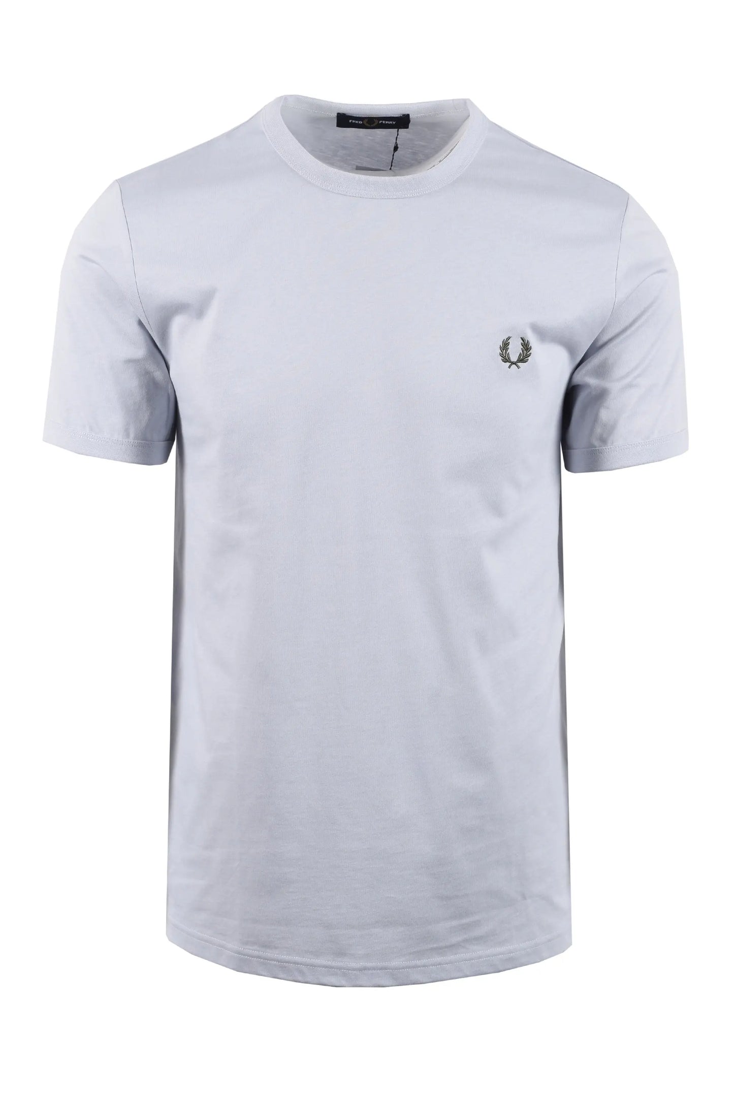 light blue fred perry t-shirt with a logo on a white background