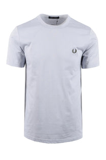 light blue fred perry t-shirt with a logo on a white background
