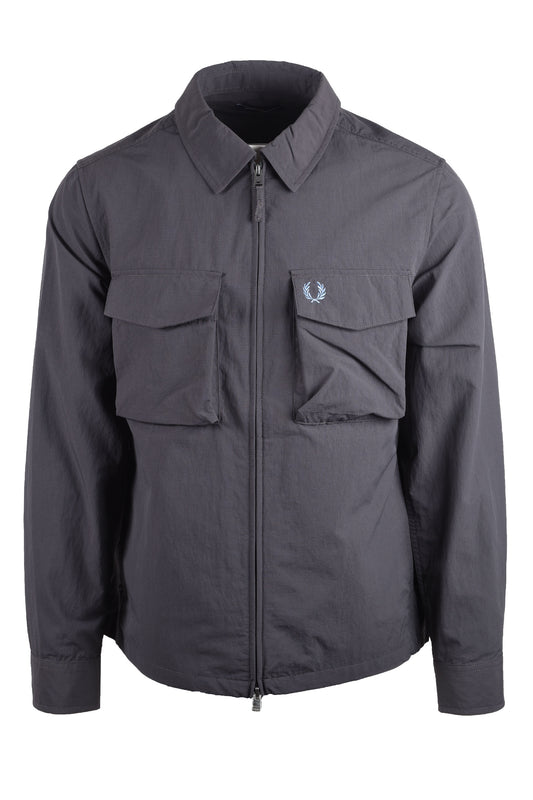 FRED PERRY RIPSTOP POCKET OVERSHIRT ANCHOR GREY