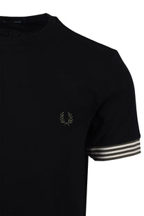 FRED PERRY STRIPED CUFF T-SHIRT BLACK Fred Perry