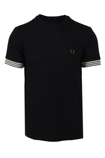 FRED PERRY STRIPED CUFF T-SHIRT BLACK Fred Perry